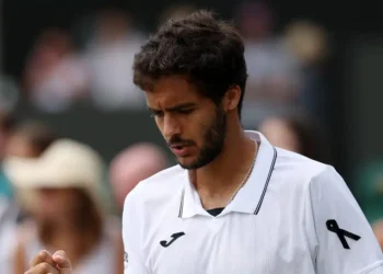 Portuguese tennis player Francisco Cabral wears black ribbon during Wimbledon match in tribute to Liverpool star Diogo Jota